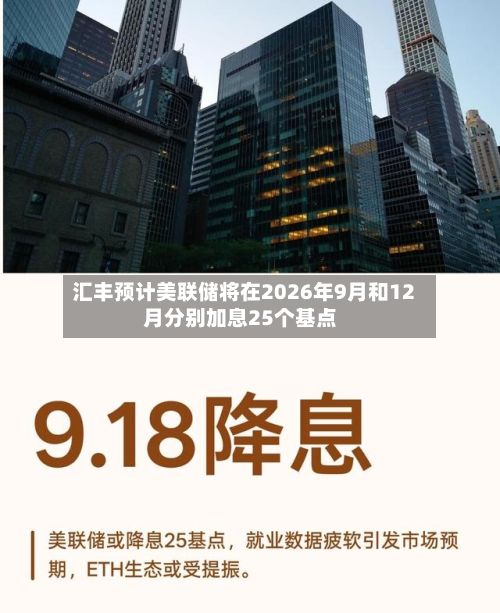 汇丰预计美联储将在2026年9月和12月分别加息25个基点-第1张图片